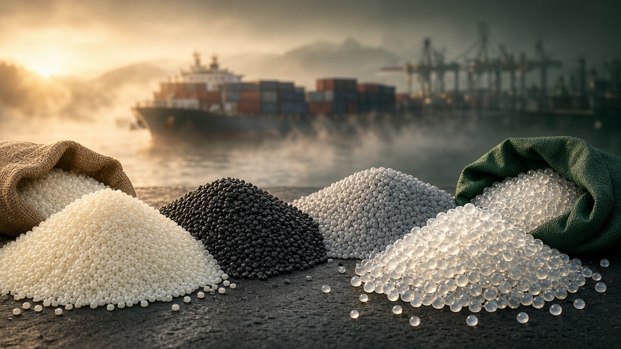 Recycled polymer granules products with global import export shipping